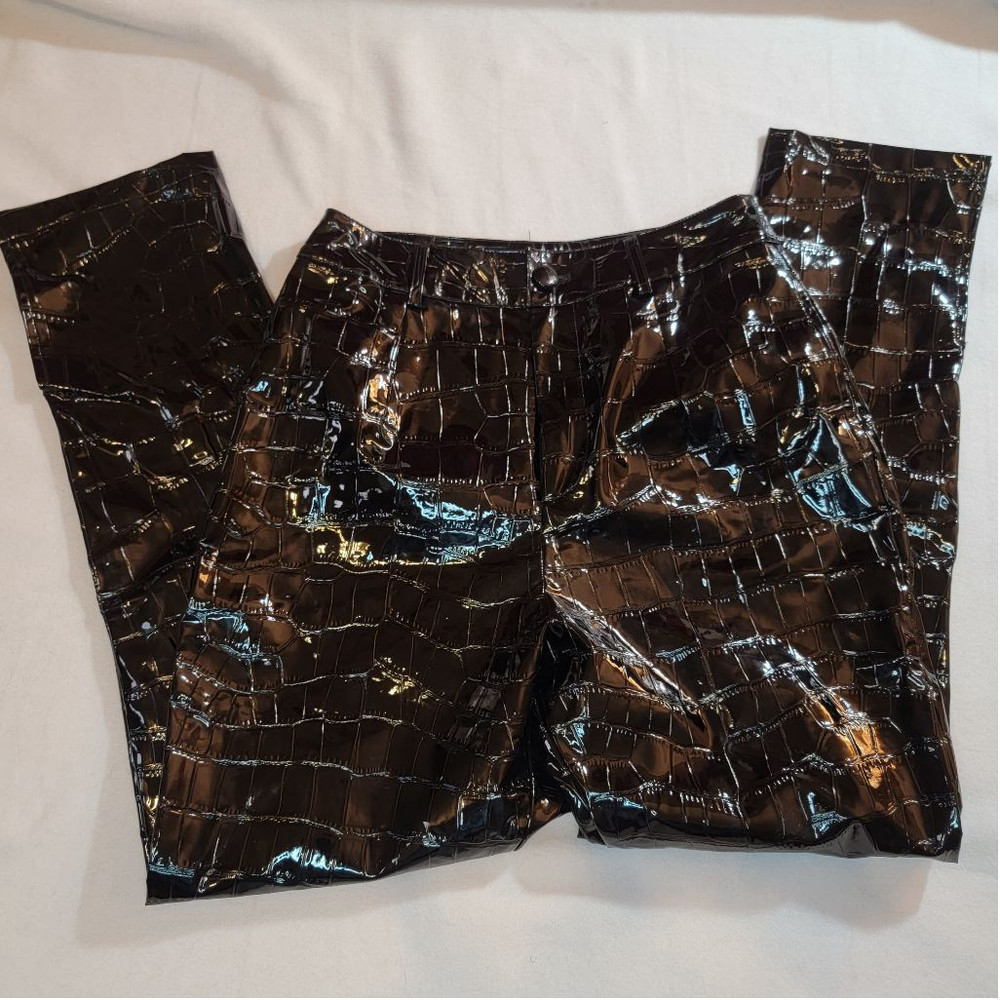 BOOHOO Faux Leather Croc Embossed Pants - 4